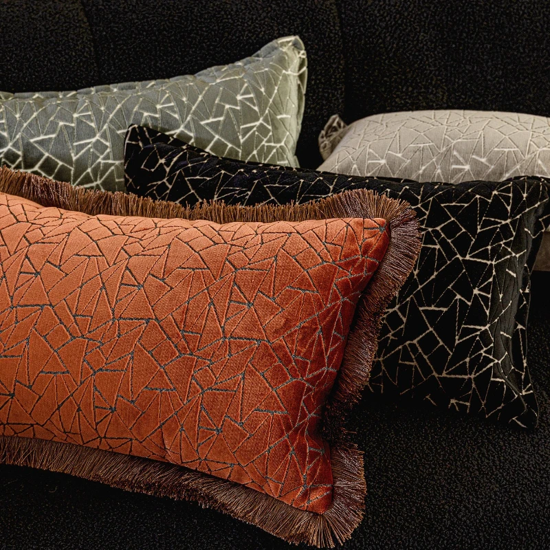 30X50/45X45/50X50CM orange cut velvet Throw Pillow Cover Modern geometric Waist Cushion Cover Decor Home Decorative Pillowcase