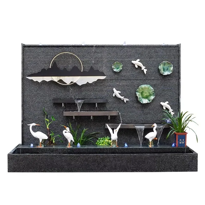 outdoor courtyard garden villa water landscape decoration balcony landscaping layout Water curtain wall water fountain ornaments
