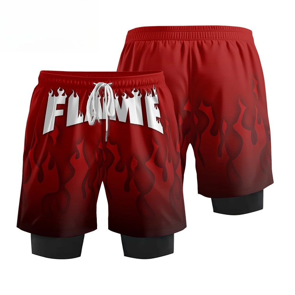 جديد 2 في 1 الرجال اللياقة البدنية تشغيل السراويل الرياضة في الهواء الطلق التجفيف السريع دراجة السراويل اصطف شورتات للبحر عادية تصفح السباحة