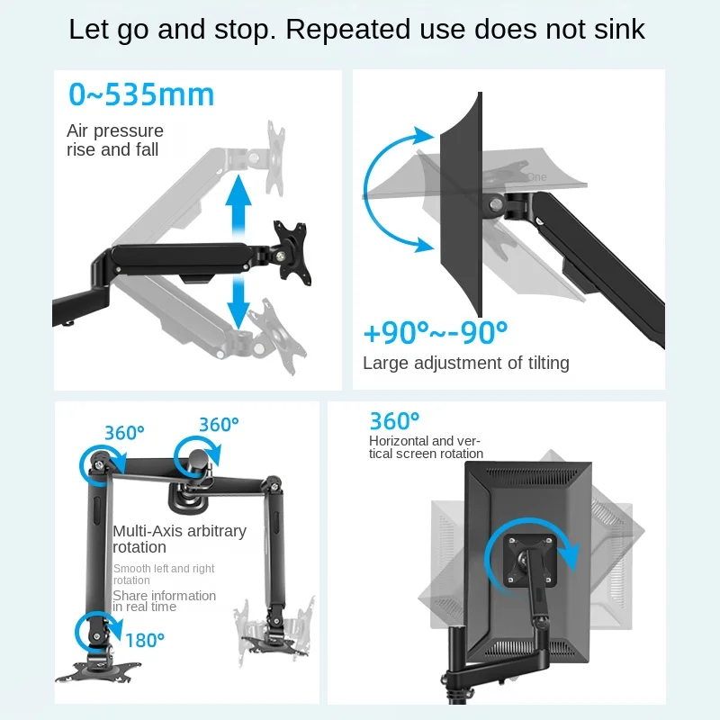 Dual Screen Display Riser Column Arm Extender