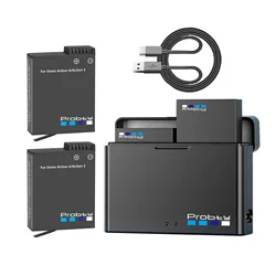 For DJI Osmo Action 3 Action 4 Battery LED Dual Slot Charger USB Chargung Hub Action Camera for Action 4/3 Accessories