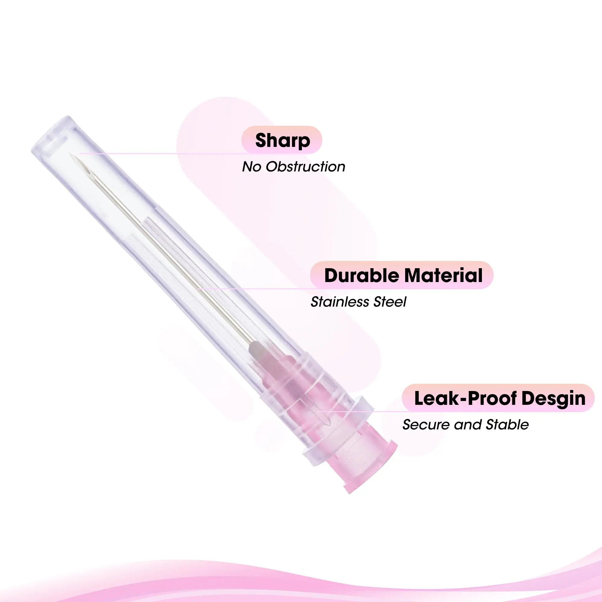 100 pièces/boîte, aiguilles de seringue pointues stériles de 1 pouce/1,5 pouce, spécifications 18G-27G, emballées individuellement pour la distribution de liquides, les soins des animaux de compagnie