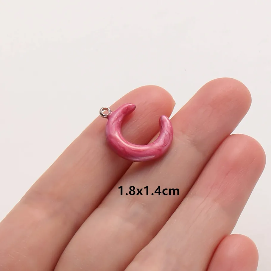 2 Stück Rosa Hot Pink Emaille Vintage Sonne Mond Stern Anhänger Edelstahl Charms für Schmuckherstellung DIY Schlüsselanhänger Charm – Detail 3