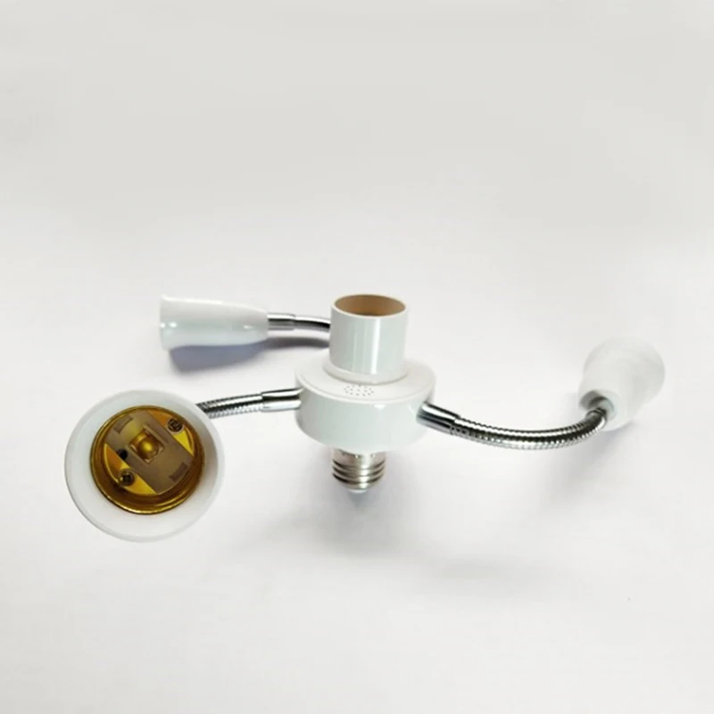 Adjustable White E27 Base Light Socket Splitter LED Bulbs Holder Converter with Extension Hose Lamp Holder