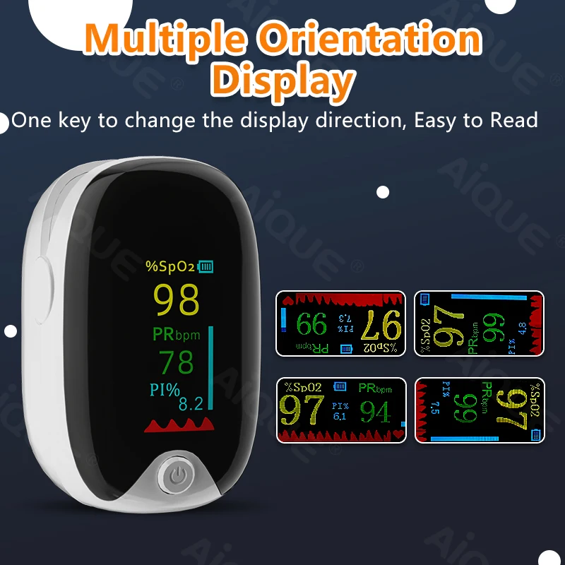 Finger Clip Pulse Oximeter TFT OLED Screen Blood Oxygen Saturation Monitor Finger Pulse Spo2 Oximetry Saturometer Practical Care