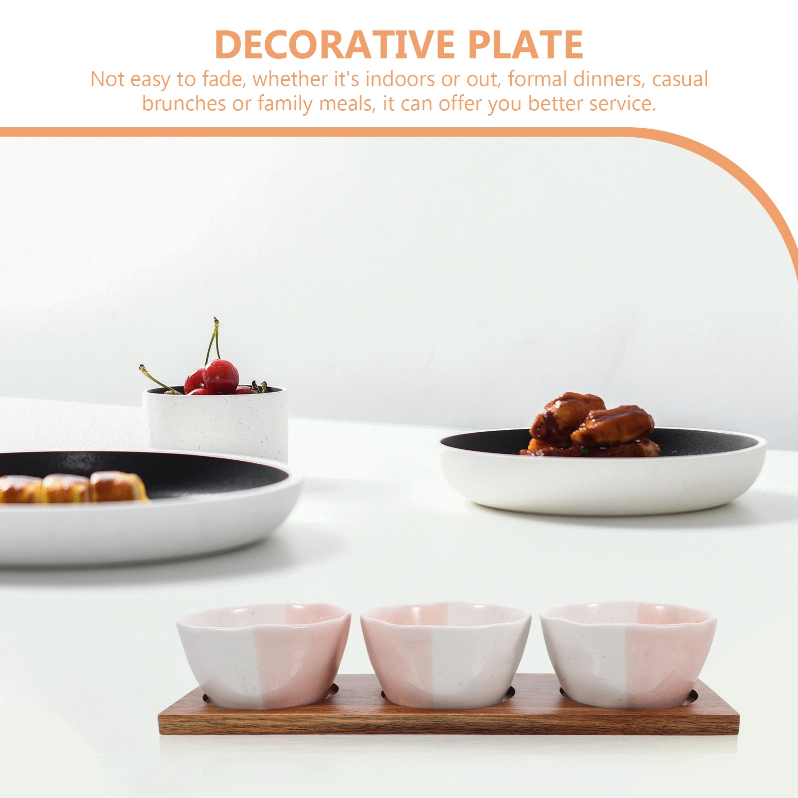 

Ceramic Small Bowl Set Pink Snack Dried Fruit Container Decorative Wood Tray Ideal Candies Serving Dish Party Bowls Kitchen Bar