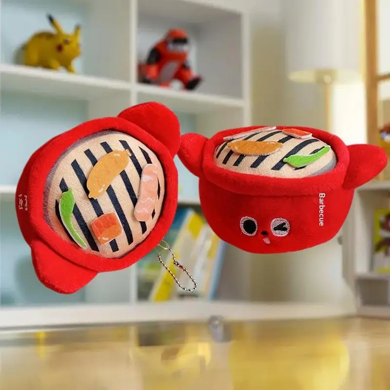 

1 шт. Милый мягкий брелок-кукла в виде горшочка для хотпота, подвеска для автомобиля, плюшевый брелок в виде мультяшного барбекю-горшочка, украшение для сумки, сувенир для друзей