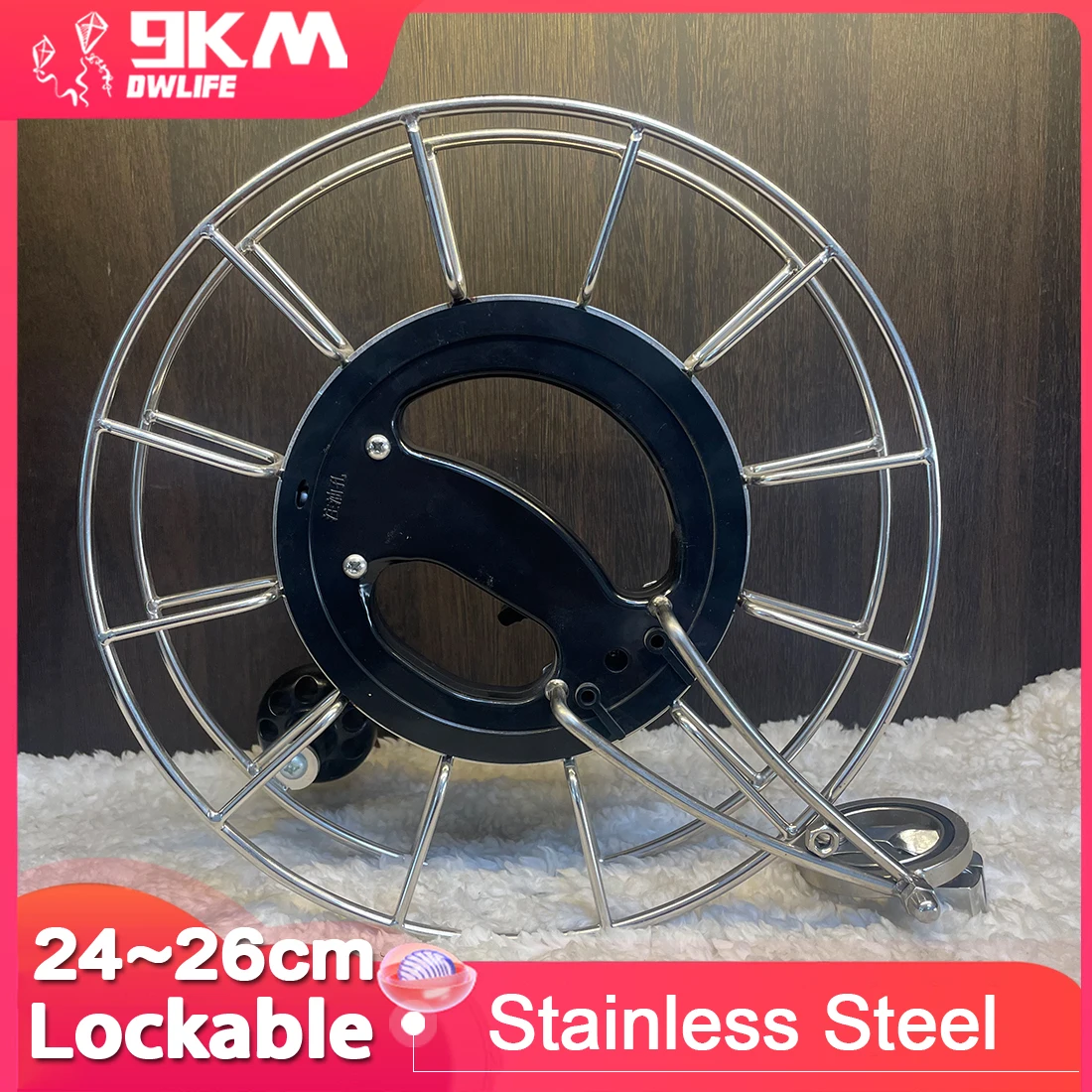 Silent Bearing Kite Reel Winder, aço inoxidável, punho bloqueável, ferramentas esportivas voadoras, ferramentas para adultos ao ar livre, 9km, 24cm, 26cm