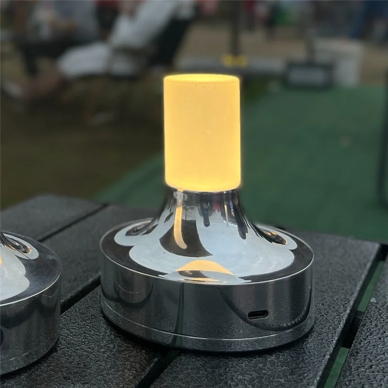 AF90-Candle Table Lamp Short Style For Bedroom Rechargeable Wireless Touch Lamp Camping Rechargeable Type-C Desk Lamp
