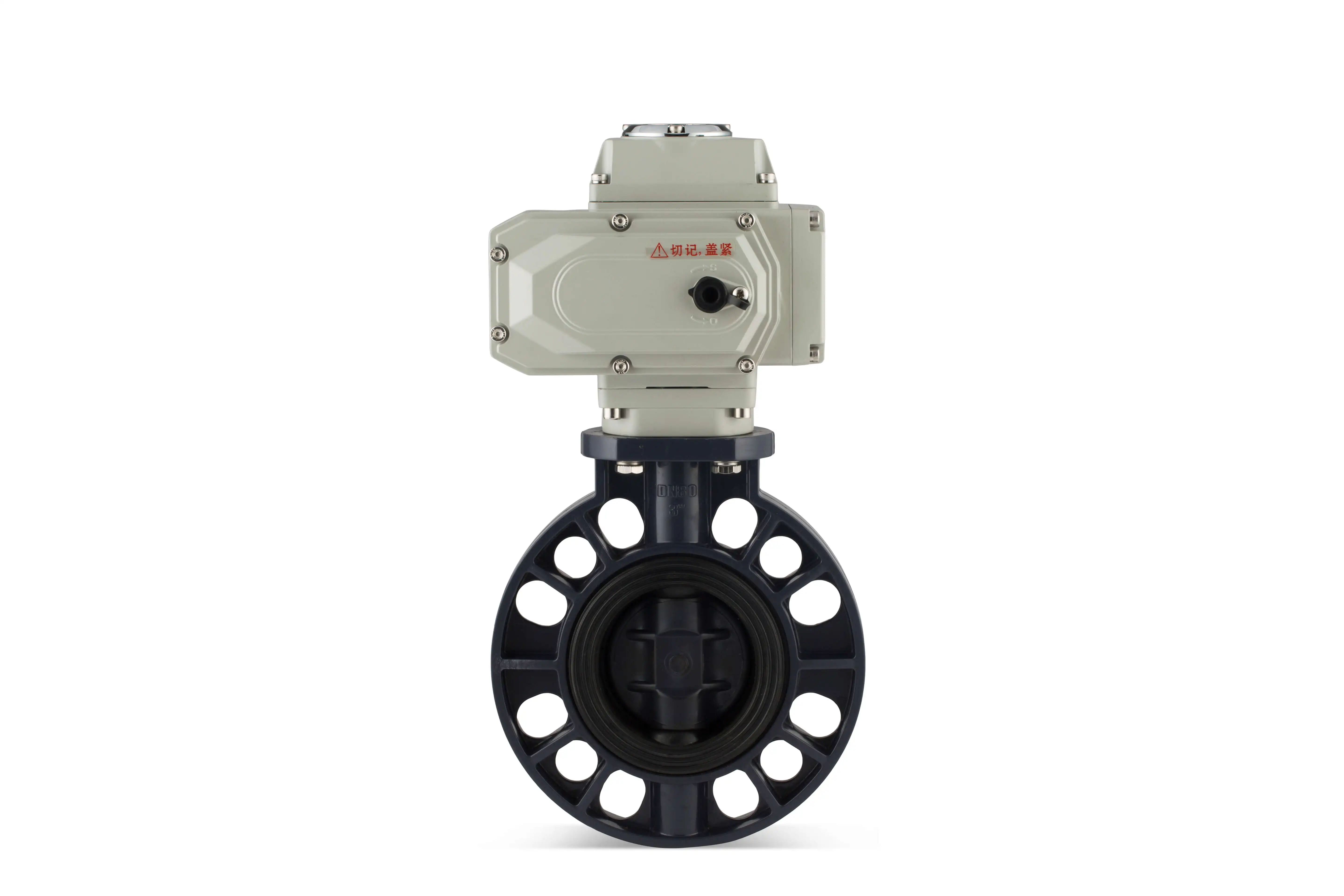 Water Flow Control UPVC Wafer Type Electric Motorized Actuator Butterfly Valve