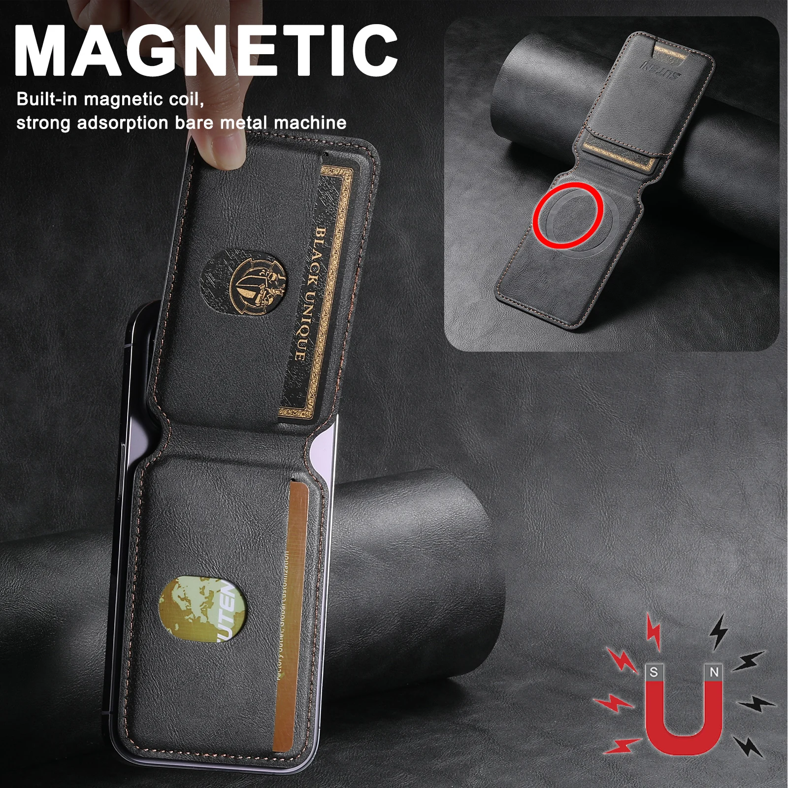 Luxury Leather Magnetic Cellphone Card Holder For IPhone 11 12 13 14 15 Pro Max Plus For Magsafe Phone Credit Card Wallet Case