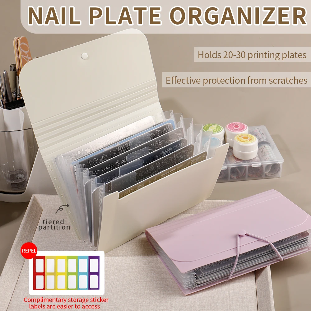 KANIU 17.5X11.5CM Nail Stamper Plates Storage Book Foldable Dust-proof Photo Album Organizer Book Nail Sticker Storage Tool
