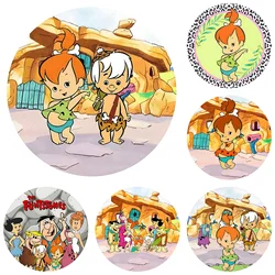 Round Flintstone BamBam Background Kids Birthday Party Baby Shower Backdrop Vinyl Polyester Circle Banner Photography Props