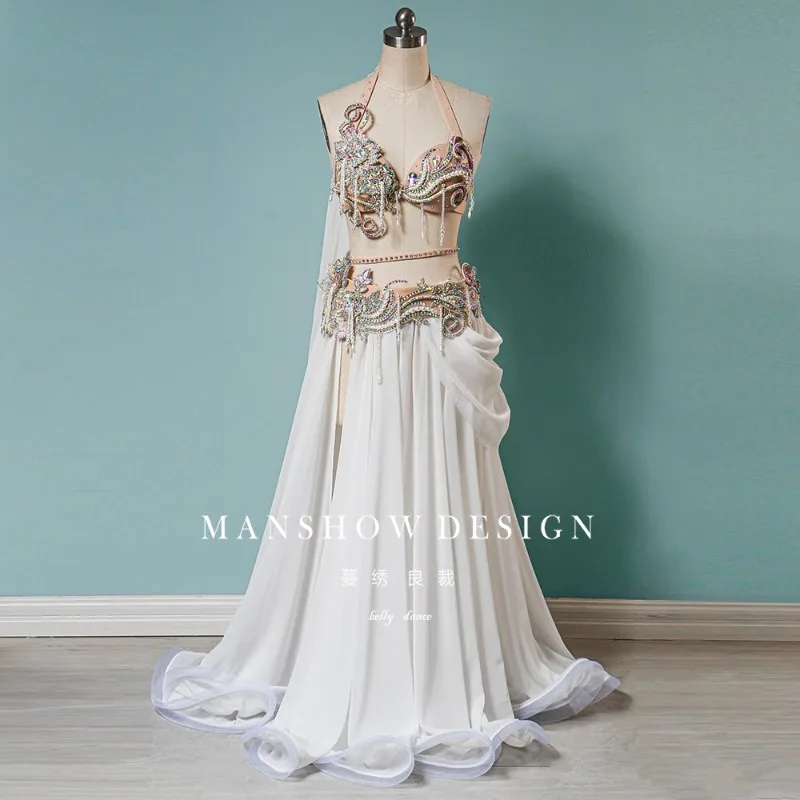 

Customized Belly Dance Performance Dress Female Set Naked Color Tassel Versatile Bra Waist Cover Large Swing Skirt Competition