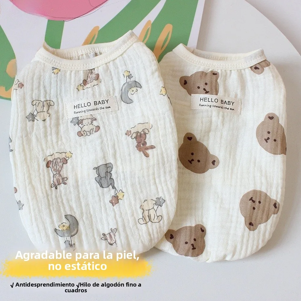 Chaleco Ligero de Algodón Puro para Mascotas, Ropa para Perros y Gatos, Estilo Casual para el Hogar, para Bichón de Pelo Cort...