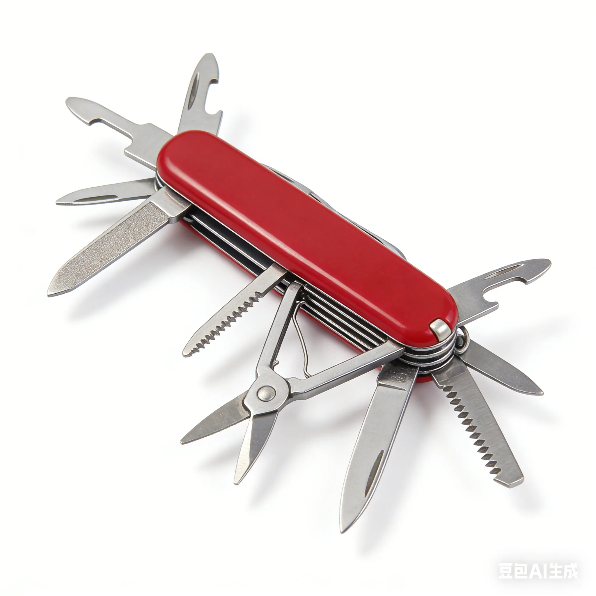 

1pc Basics Red Stainless Steel Multitool with Safety Lock Pocket Clip for Outdoor Camping