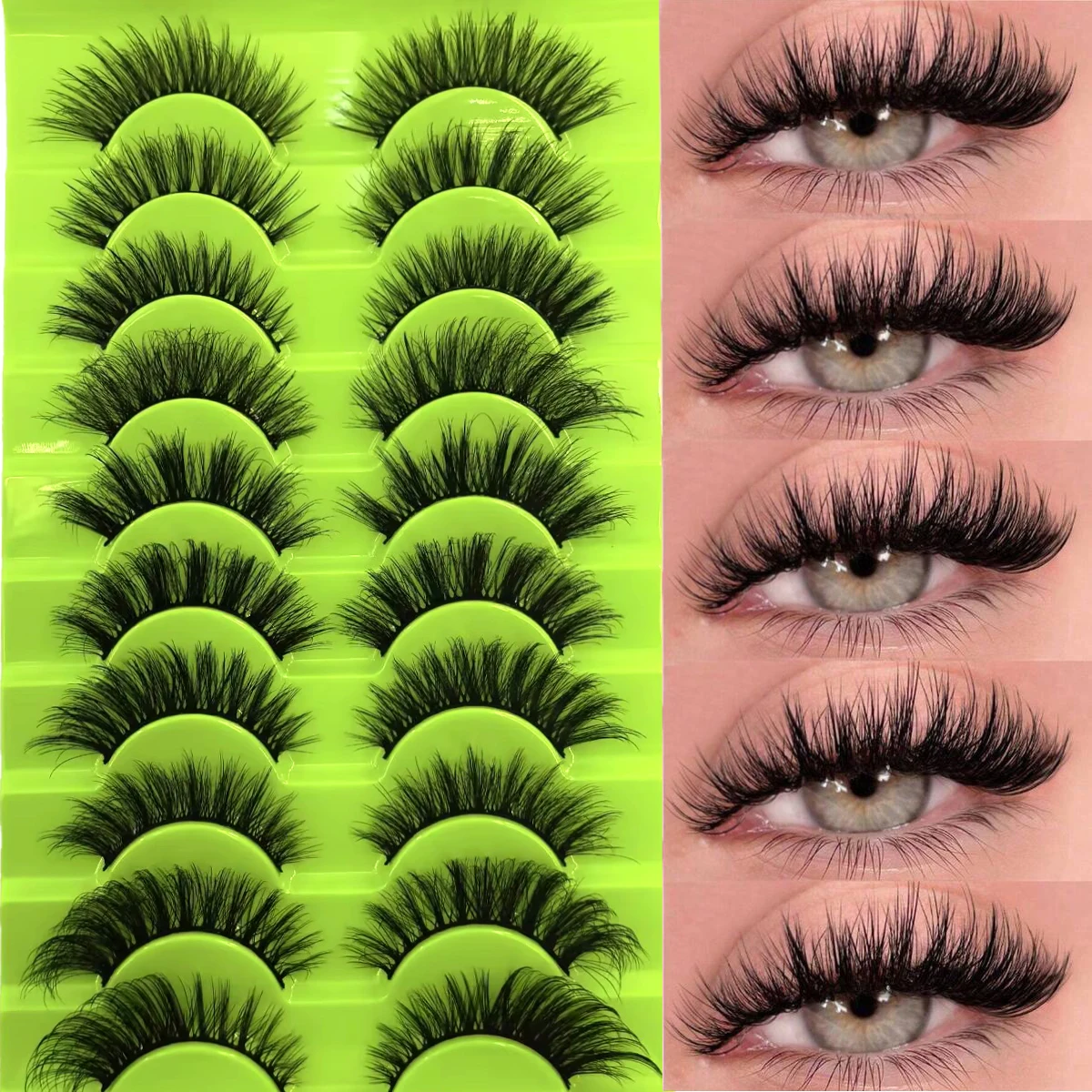 New 10 Pairs Fluffy and Thick Natural Eyelash, Personal Extended False Eyelash Dramatic Messy Faux Mink Fake Lashes Make