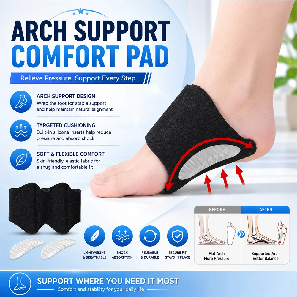 Orthopedic Correction Insoles Comfortable Fit Leisure Daily Adjustable Easy On Off Arch Half Insoles for Foot Support