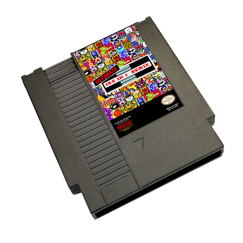 Cartucho retro do jogo de vídeo para o jogador 8 bit, cartão de jogo NES, vermelho e cinza, 72 pinos, 154 em 1