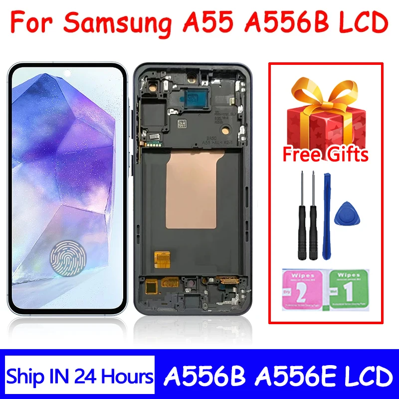 66インチスーパーamoled-サムスンa55-5g-a556b-a556e-a5560用lcdディスプレイ-タッチスクリーンデジタイザー-サムスンa556-lcdフレーム用