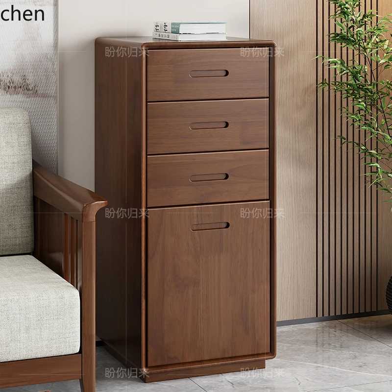 ZML solid wood bedside table, safe, integrated with fingerprint password lock, household multi-functional locker