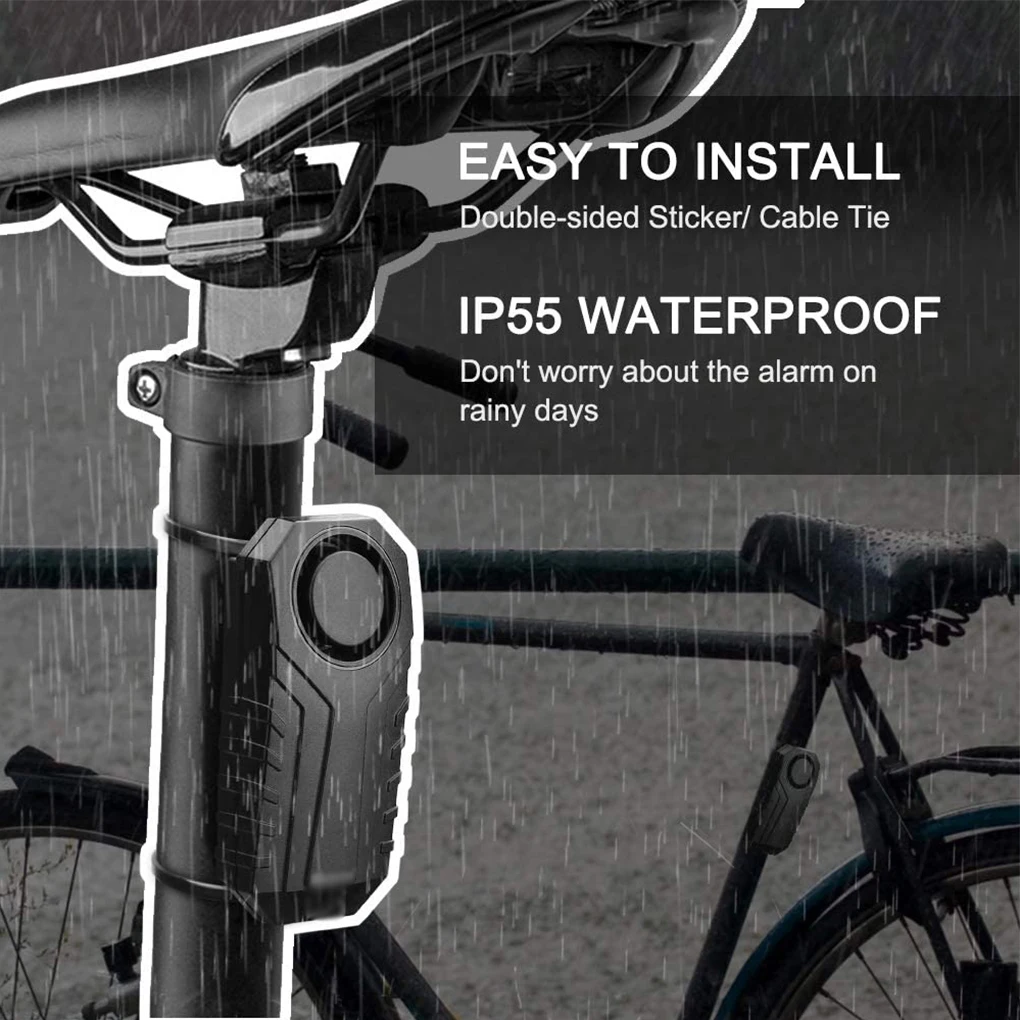 Motorbike Alarm Portable Battery Operated IP55 Waterproof Remote Control 7 Gear Adjustable Bicycle Door Window Alarms