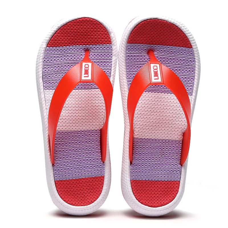 2022 Summer Slippers Women Casual Massage Durable Flip Flops Beach Sandals Female Wedge Shoes Striped Lady Room Slippers