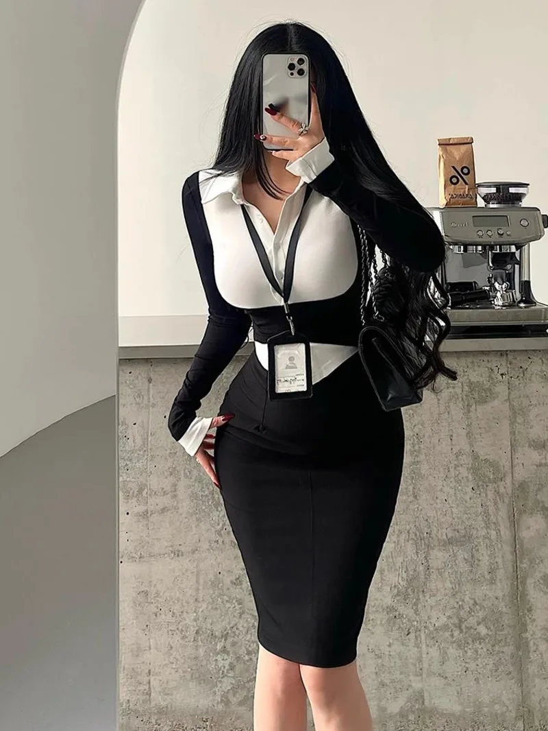 

Милые элегантные юбки в Корейском стиле Pure Desire OL, однобортная рубашка из двух предметов, рубашка с высокой талией, сумка на бедрах, комплект топов BPM7