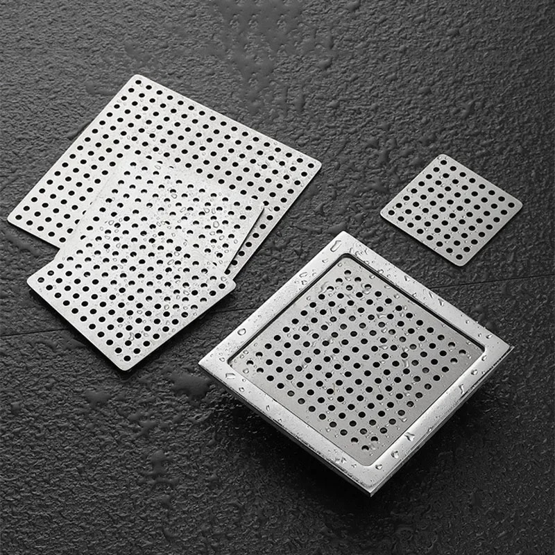 Square Floor Drain Cover 304 Stainless Steel Hair Filter Catcher Stopper Net Anti Odor Balcony Lavatory Floor Drain Cover Slip