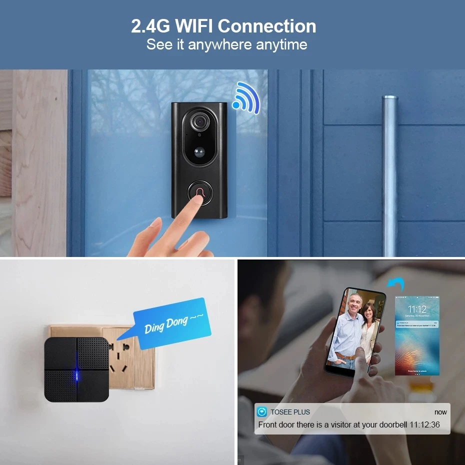 Sonnette vidéo Tuya étanche Alexa Google, sécurité à domicile intelligente, interphone vidéo extérieur, appartements, Wi-Fi, sonnette sans fil, caméra