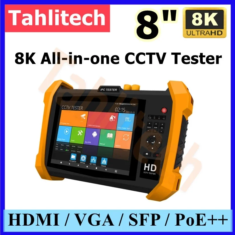 Ipc H20 MOVTADHSEF CCTV Tester 8Mp Ahd Cvi Tvi ex-sdi 8K Tdr Multimeter/ Ranging/Built-in Camera/Global Positioning System