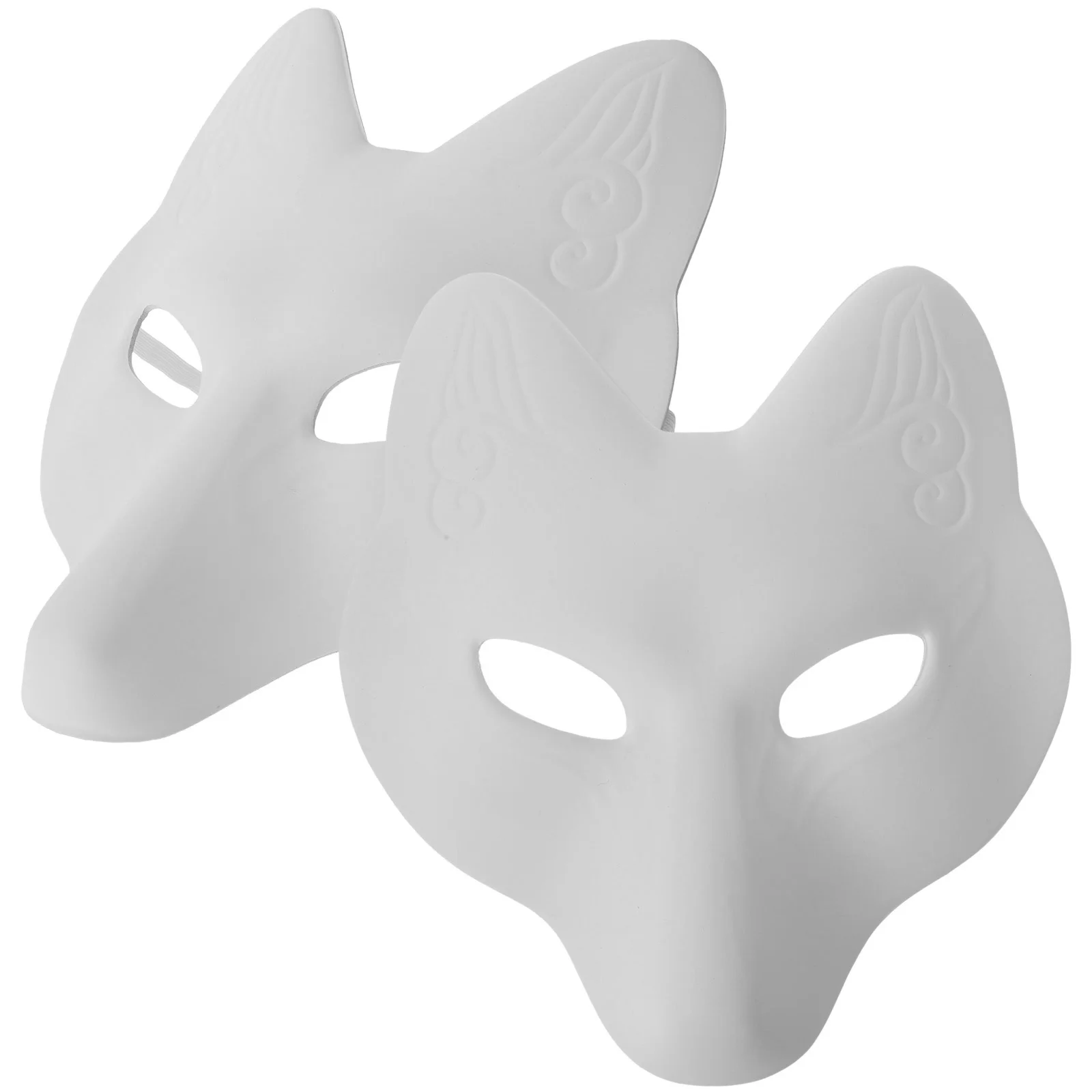 2 Pcs DIY Fox Mask Halloween Design Unpainted Blank Masquerade for Men Blindfold Manual Party Supplies Toy Pu Kids