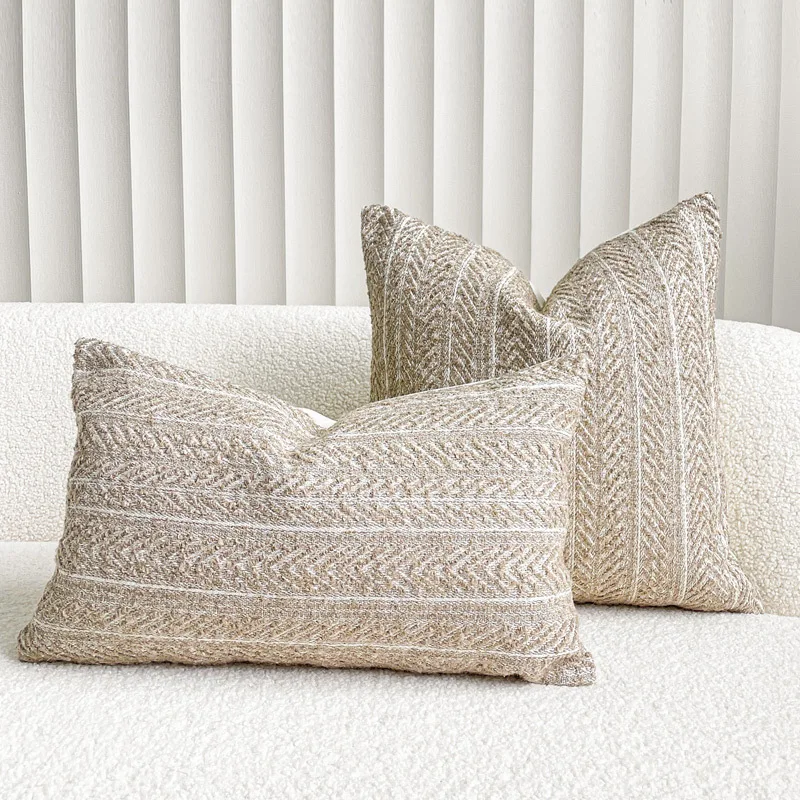 

Herringbone Cushion Cover Ivory Brown Blend Pillows Modern Decorative Pillow Case For Sofa Living Room Home Decoration