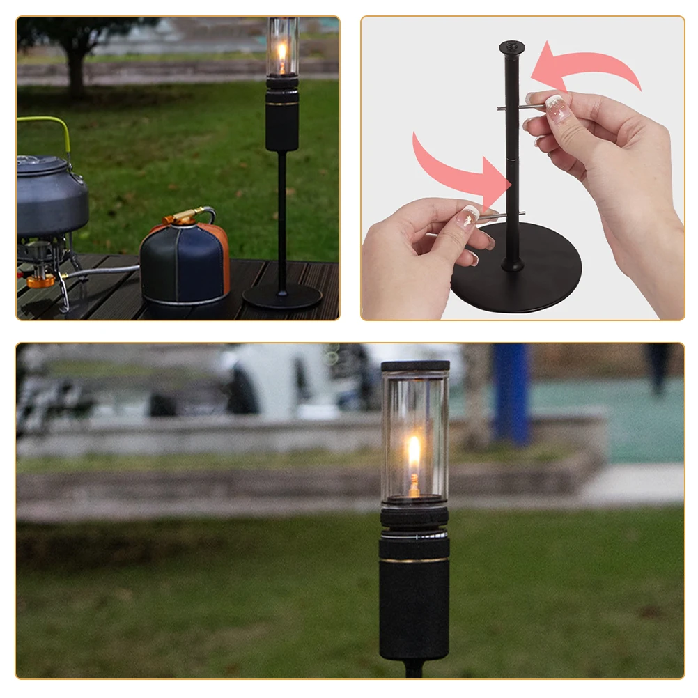 

Folding Table Light Stand Camping Lamp Bracket Portable Metal Base Outdoor Stainless Steel Compact Design For Solar Yard Lantern