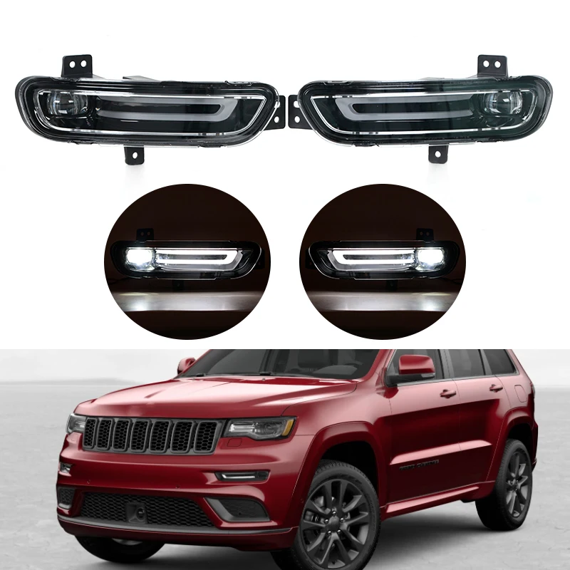 

GEFENSI LED Daytime Running Light For Jeep Grand Cherokee 2017 2018 2019 2020 2021 Foglamp DRL Headlights Driving Turn Signal 68