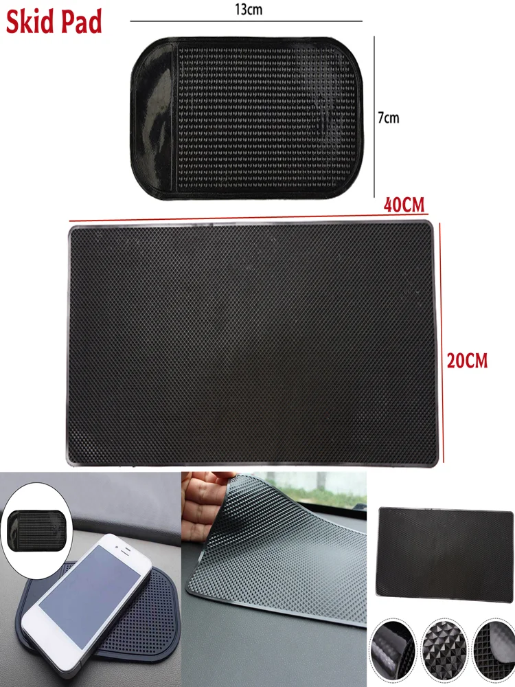 Tapis antidérapant en caoutchouc noir, 1 pièce, tapis de poignée antidérapant pour téléphone portable GPS, support de tableau de bord de voiture, 40x20CM/13x7cm