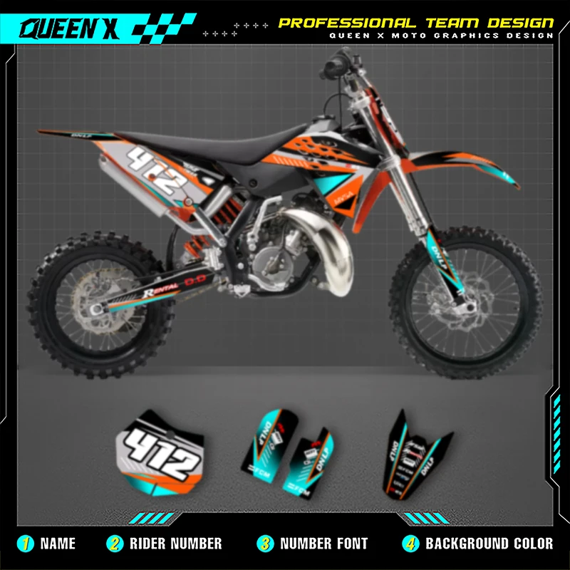 Kits de pegatinas gráficas para motocicleta Queen X MOTOR Cusotm Team, para KTM SX65 SX 65 2009 2010 2011 2012 2013 2014 2015 009