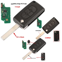 jingyuqin Ce0523 Ce0536 ASK/FSK 433Mhz ID46 For Peugeot 407 307 308 607  For Citroen C2 C3 C4 C5 C6 C8 Car Key VA2/HU83 Blade