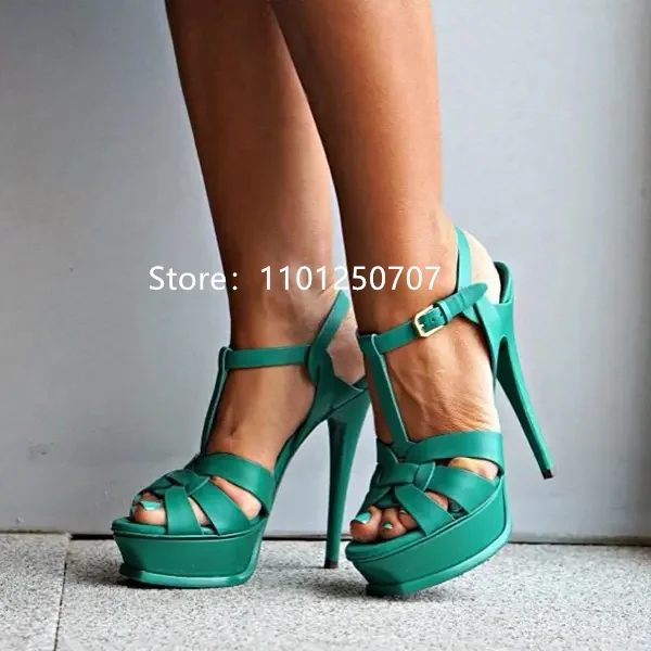 Luxury Style Women Sandals Summer Platform Women High Heels 14CM Open Toe Spike Heels Dressing Shoes Brand