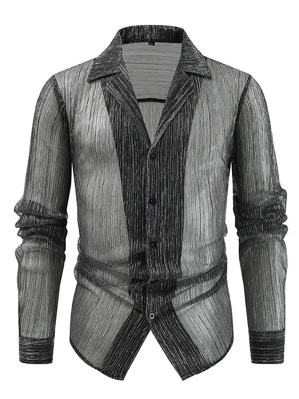 Men'S Long Sleeve Mesh Sexy Shirt Comfortable Casual Transparent Button Down Shirt Club Party Luxury Comfort Brand Male Shirts