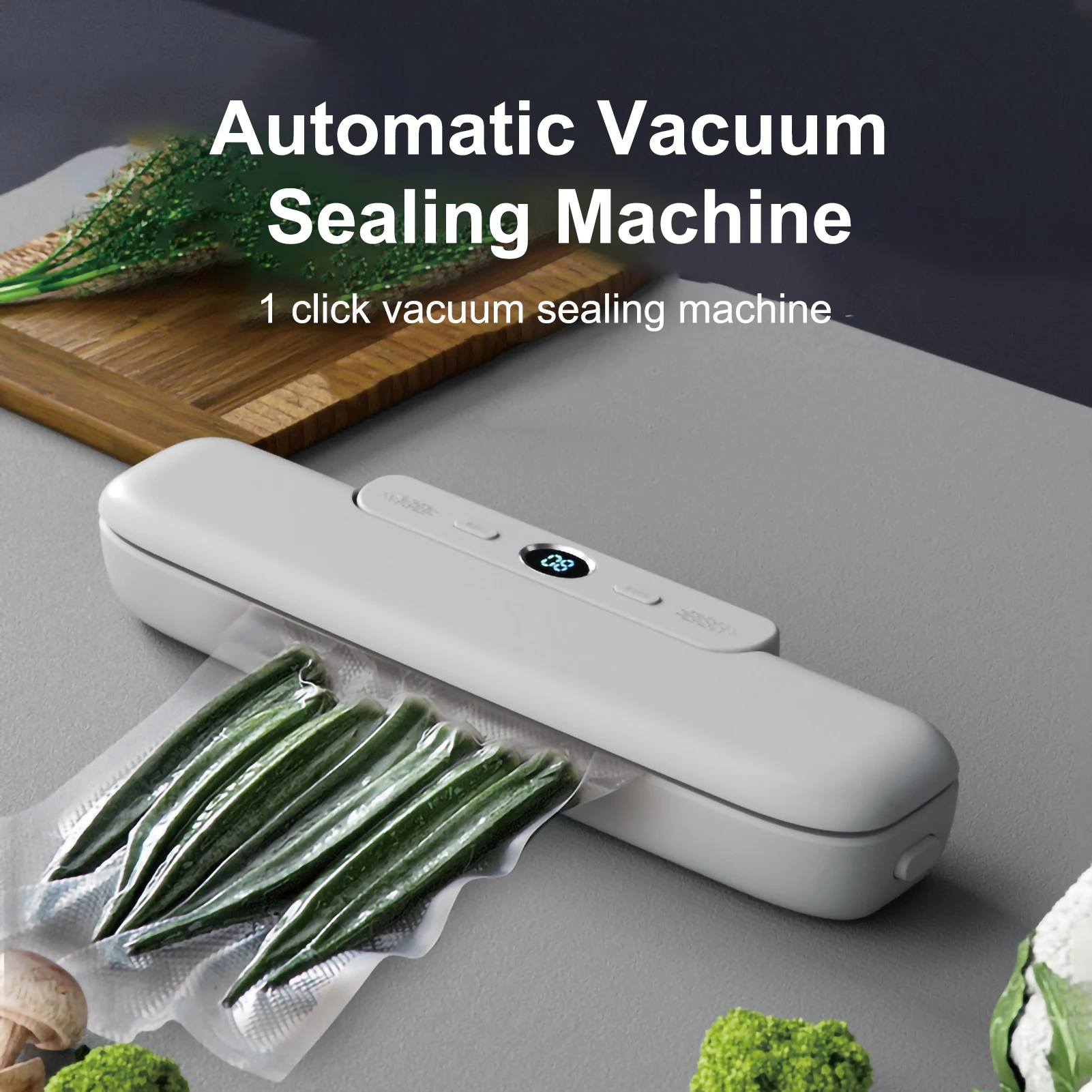 1 Pc New Household Automatic Vacuum Sealer Machine for Food Storage with 10 Pcs Food Saver Bags Sealing Machine Kitchen Gadgets