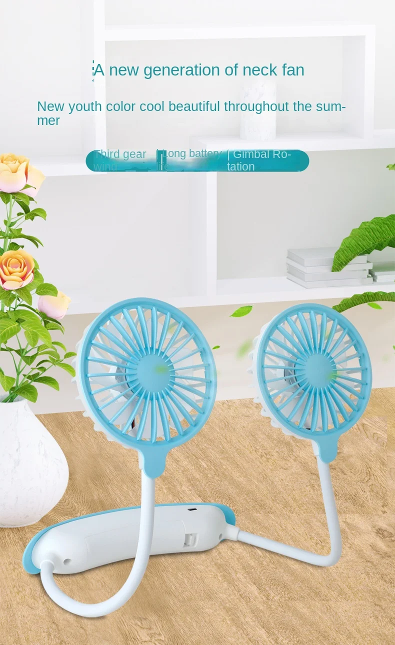 Sommerlicher, tragbarer USB-Nackenventilator für Sport, Zuhause, Büro, Reisen und Outdoor-Aktivitäten – Detail 7