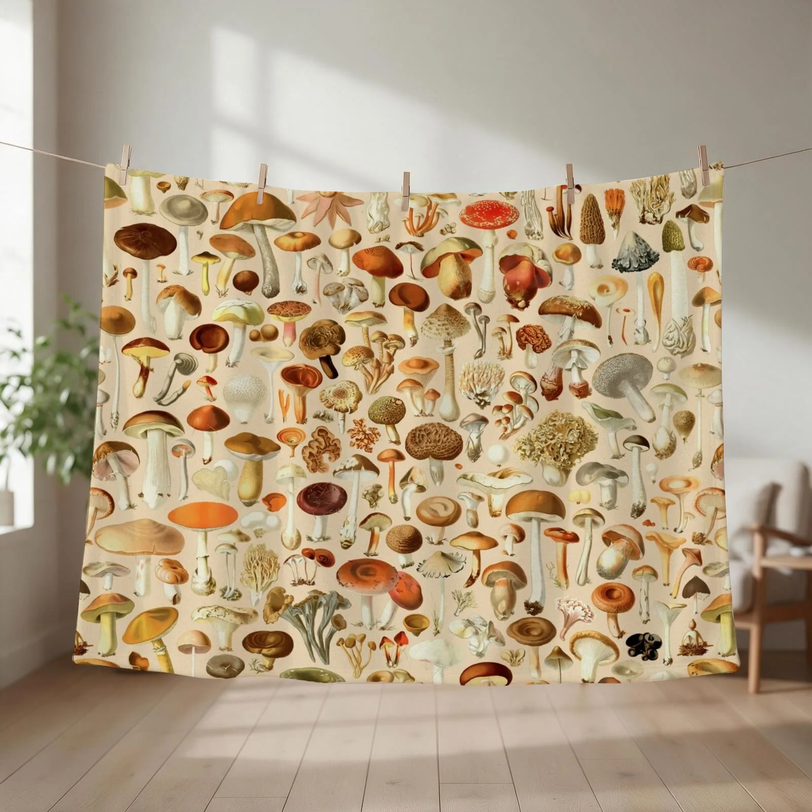 Vintage Mushroom Designs Collection Throw Blanket couch cozy soft plush fuzzy picnic outdoor blanket