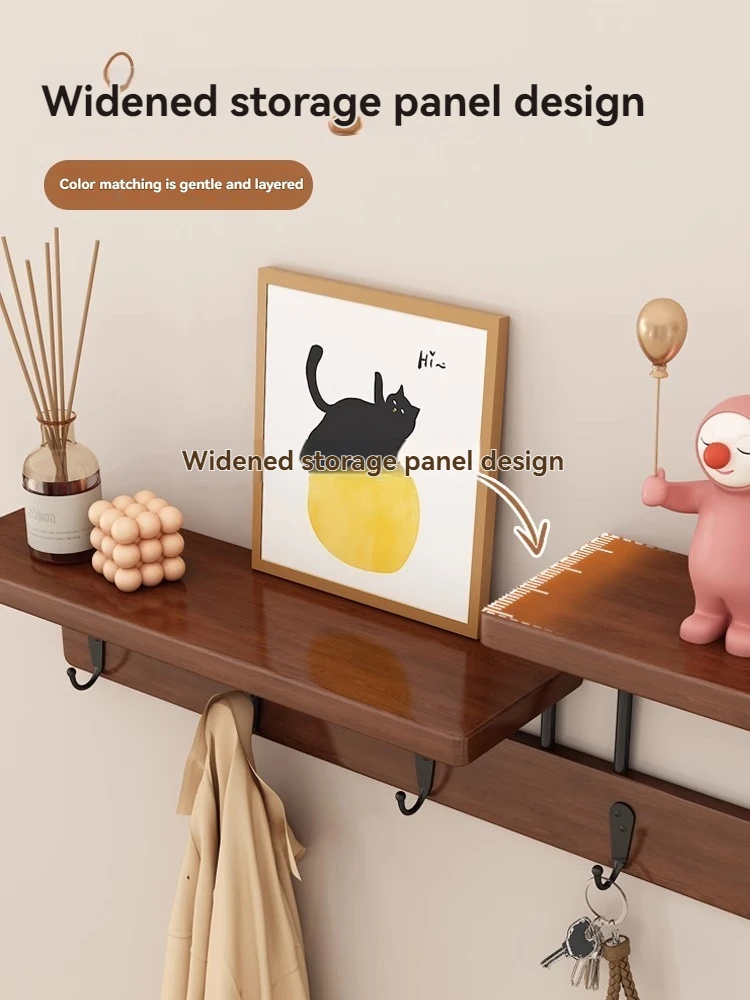 Solid Wood Clothes Hook, Multifunctional Coat Hook on the Entrance Wall, Key Hook, Wall Mounted Non Perforated Row Hook