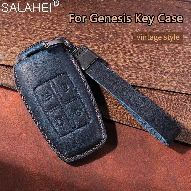 Car Remote Control Key Case Full Cover Holder Shell For Hyundai Genesis G80 G70 GV70 GV80 2019 2020 2021 2022 Keychain Accessory