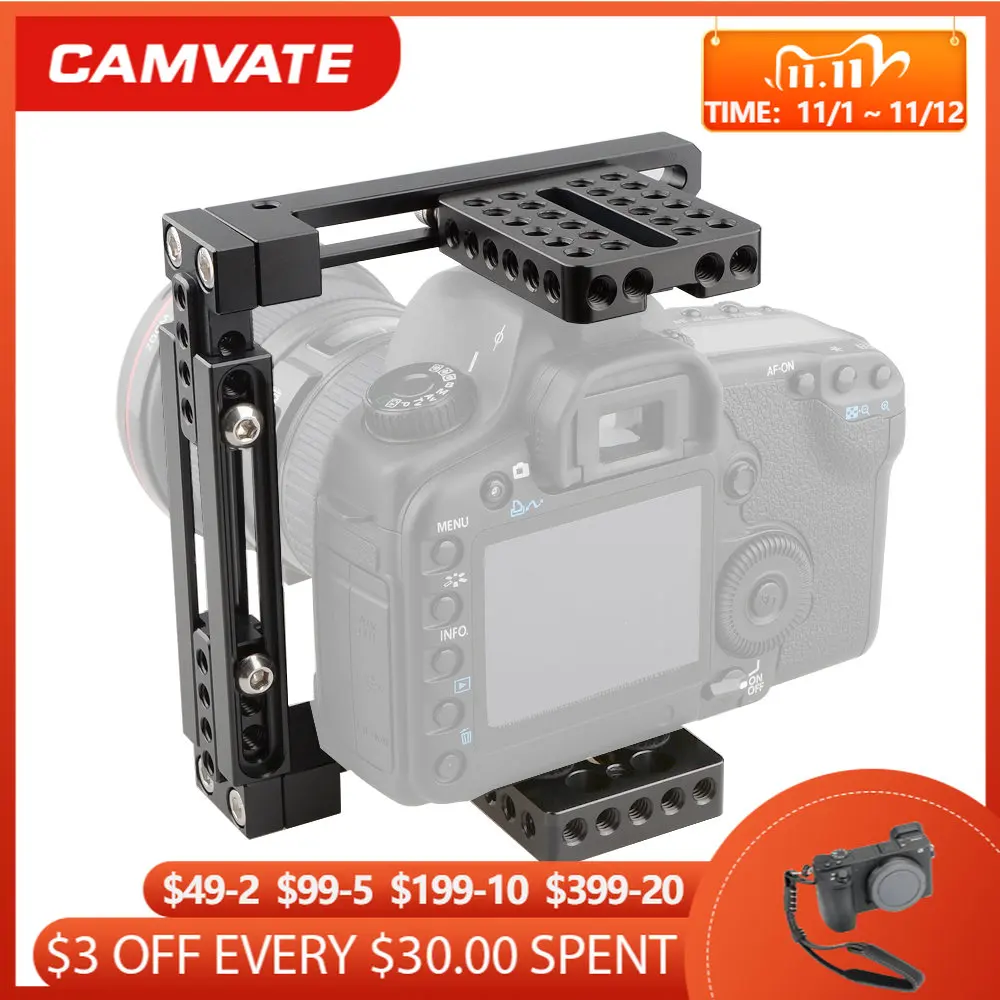 

CAMVATE Camera Cage Rig For Canon 60D/70D/80D/5D MarkII 5D MarkIII/5DS/5DSR/Nikon D3200/D3300/D610/DF/a58/A99/a7/a7II / GH5/GH4