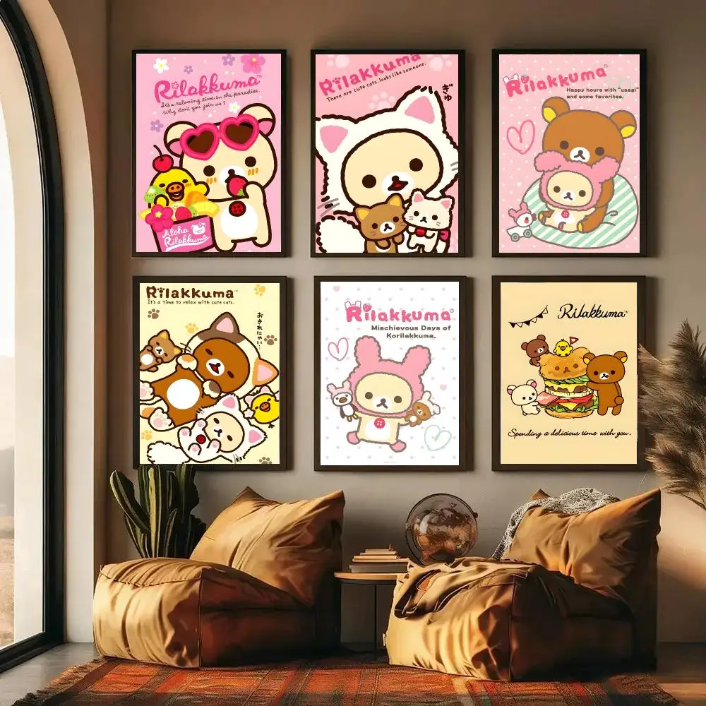R-Rilakkuma Poster Self-adhesive Art Waterproof Paper Sticker Coffee House Wall Decor