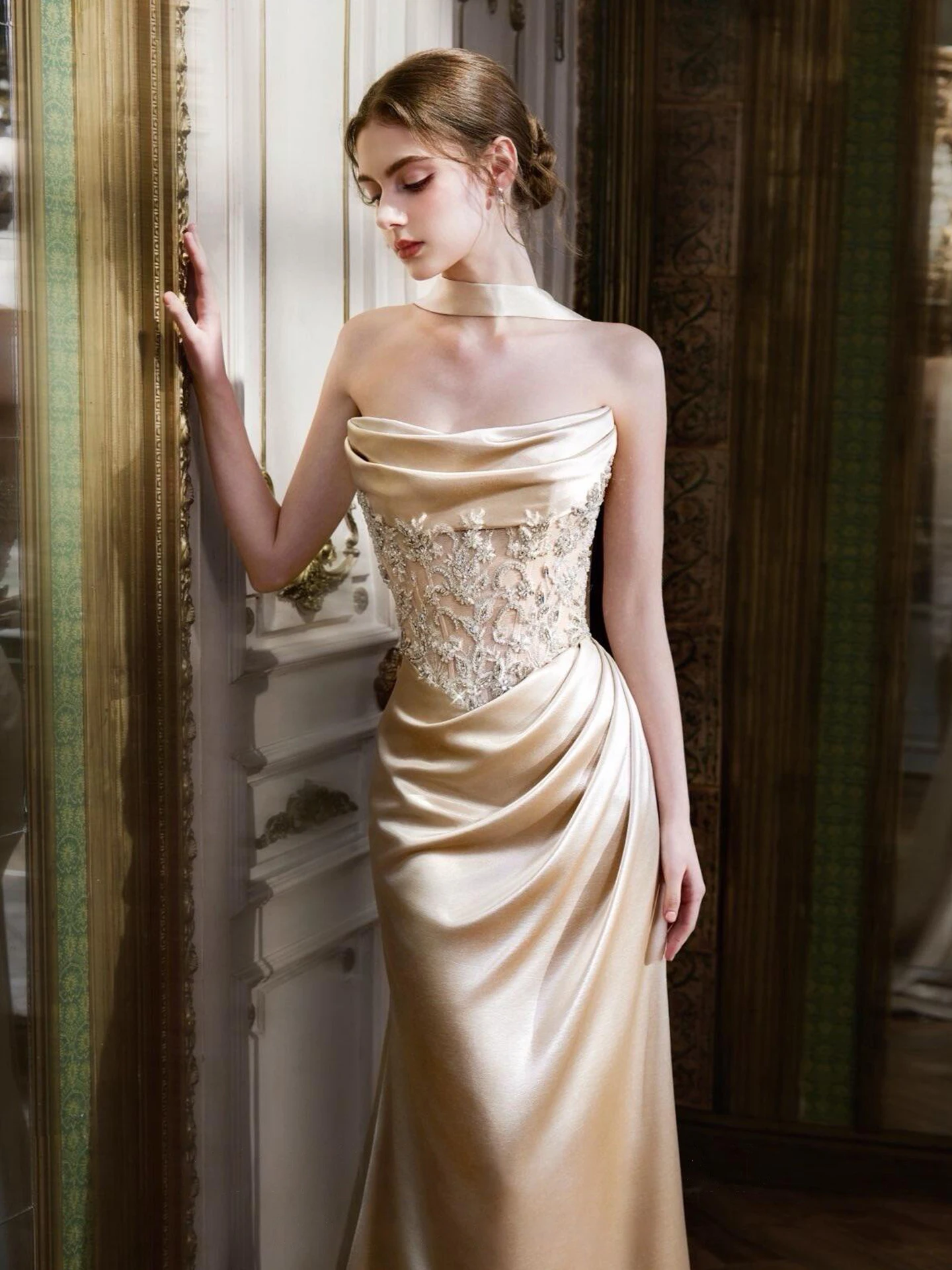 

Элегантное вечернее платье для невесты 2026 года: Новинка, сексуальное свадебное платье без бретелек для помолвки и свадьбы, длинное вечернее платье