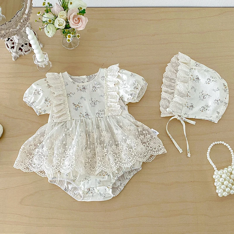 2026 New Summer 0-24M Baby Girl Clothing Toddler Baby Girls Jumpsuit Short Sleeved Cotton Print Infant Baby Girls Bodysuits