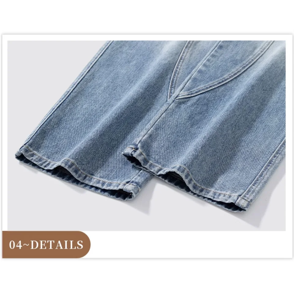 Men's Vintage Patchwork Jeans - Wide Leg Loose Fit Trousers, Trendy Denim Pants for Autumn Winter Collection